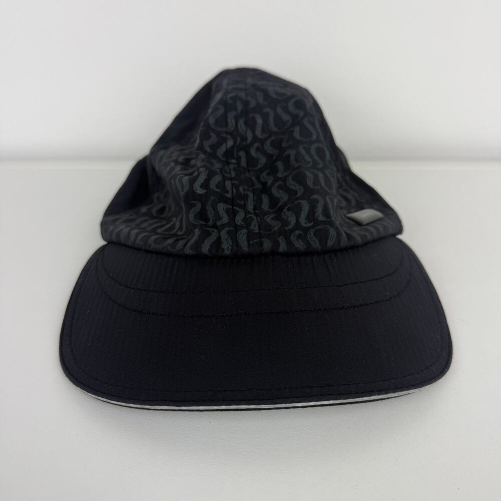 Lululemon Womens Logo Print Active Running Adjustable Zip Pocket Black Cap Hat